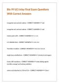 Bio 99 UCI Inlay Final Exam Questions With Correct Answers&period;