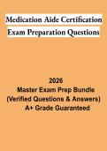 Medication Aide Certification Exam Preparation Questions PDF &vert; Certified Medication Aide Study Guide&comma; Practice Test & Exam Review 2026