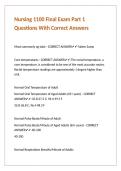 Nursing 1100 Final Exam Part 1 Questions With Correct Answers 