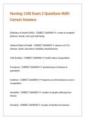 Nursing 1100 Exam 2 Questions With Correct Answers