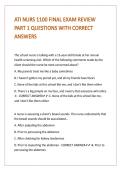 ATI NURS 1100 FINAL EXAM REVIEW PART 1 QUESTIONS WITH CORRECT ANSWERS 
