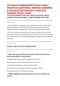 ATI HEALTH ASSESSMENT EXAM 2 2026 &vert; 75&plus; PRACTICE QUESTIONS&comma; VERIFIED ANSWERS & DETAILED RATIONALES &vert; COMPLETE NURSING STUDY GUIDE