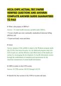 HCCA CHPC ACTUAL TEST PAPER&NewLine;VERIFIED QUESTIONS AND ANSWERS&NewLine;COMPLETE ANSWER GUIDE GUARANTEED&NewLine;TO PASS&NewLine;