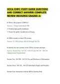HCCA CHPC STUDY GUIDE QUESTIONS&NewLine;AND CORRECT ANSWERS COMPLETE&NewLine;REVIEW RESOURCE GRADED A&plus;