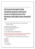 ACI Concrete Strength Testing &NewLine;Technician Questions And Correct &NewLine;Answers &lpar;Verified Answers&rpar; Plus &NewLine;Rationales 2026 Q&A Instant Download &NewLine;Pdf 