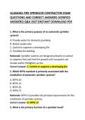 Alabama Fire Sprinkler Contractor Exam Questions and Correct Answers