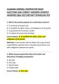 Alabama General Contractor Exam Questions and Correct Answers