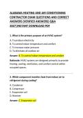 Alabama Heating and Air Conditioning Contractor Exam Questions and Correct Answers