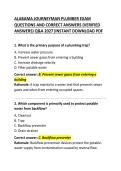Alabama Journeyman Plumber Exam Questions and Correct Answers