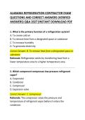 Alabama Refrigeration Contractor Exam Questions and Correct Answers