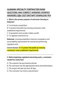 Alabama Specialty Contractor Exam Questions and Correct Answers