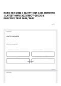 NURS 302 QUIZ 1 QUESTIONS AND ANSWERS &vert; LATEST NURS 302 STUDY GUIDE & PRACTICE TEST 2026&sol;2027
