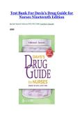 TEST BANK FOR DAVIS'S DRUG GUIDE FOR NURSES 19TH EDITION BY VALLERAND&comma; SANOSKI Latest Verified Review 2025 Practice Questions and Answers for Exam Preparation&comma; 100&percnt; Correct 