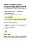 Allentown Plumbing License Exam Questions and Correct Answers
