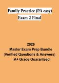 Family Practice PA Exam 2 Final Study Guide 2026 &vert; Family Medicine Review & Practice Questions
