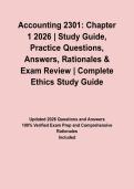 Accounting 2301&colon; Chapter 1 2026 &vert; Study Guide&comma; Practice Questions&comma; Answers&comma; Rationales & Exam Review