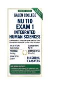 NU 110 Exam 1 Integrated Human Sciences  Questions And Answers 2026&sol;2027 Galen College