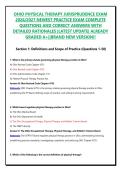 OHIO PHYSICAL THERAPY JURISPRUDENCE EXAM 2026&sol;2027 NEWEST PRACTICE EXAM COMPLETE QUESTIONS AND CORRECT ANSWERS WITH DETAILED RATIONALES &vert;LATEST UPDATE&vert; ALREADY GRADED A&plus;&vert;&vert;BRAND NEW VERSION&excl;&excl;&NewLine;