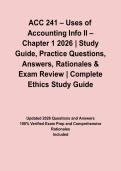 ACC 241 &ndash; Uses of Accounting Info II &ndash; Chapter 1 2026 &vert; Study Guide&comma; Practice Questions&comma; Answers&comma; Rationales & Exam Review
