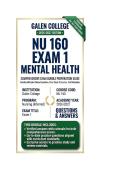 NU 160 Exam 1 Mental Health Questions And Answers 2026&sol;2027 Galen College