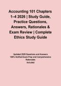 Accounting 101 Chapters 1&ndash;4 2026 &vert; Study Guide&comma; Practice Questions&comma; Answers&comma; Rationales & Exam Review