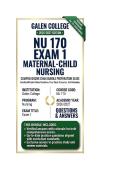 NU 170 EXAM 1 Maternal-Child Nursing Questions And Answers 2026&sol;2027 Galen College