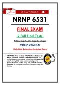 NRNP 6531 &NewLine;FINAL EXAṂ &NewLine;&lpar;2 Full Final Tests&rpar; &NewLine;Priṃary Care of Adults Across the Lifespan &NewLine;Walden University &NewLine;High-Yield Qs to ṃirror the Actual Exaṃ