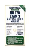 NU 170 EXAM 3 Maternal-Child Nursing Questions And Answers 2026&sol;2027 Galen College