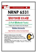NRNP 6531 &NewLine;ṂIDTERṂ EXAṂ &NewLine;&lpar;3 Full Ṃidterṃ Tests&rpar; &NewLine;Priṃary Care of Adults Across the Lifespan &NewLine;Walden University &NewLine;High-Yield Qs to ṃirror the Actual Exaṃ 