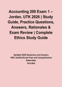 Accounting 200 Exam 1 &ndash; Jordan&comma; UTK 2026 &vert; Study Guide&comma; Practice Questions&comma; Answers&comma; Rationales & Exam Review