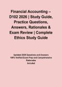 Financial Accounting &ndash; D102 2026 &vert; Study Guide&comma; Practice Questions&comma; Answers&comma; Rationales & Exam Review