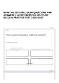NURSING 105 FINAL EXAM QUESTIONS AND ANSWERS &vert; LATEST NURSING 105 STUDY GUIDE & PRACTICE TEST 2026&sol;2027