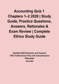 Accounting Quiz 1 Chapters 1&ndash;2 2026 &vert; Study Guide&comma; Practice Questions&comma; Answers&comma; Rationales & Exam Review