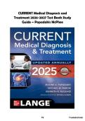 CURRENT Medical Diagnosis and Treatment Test Bank 2026-2027 Papadakis McPhee &vert; MED 101 Chapter Questions Answers &vert; USMLE Step 1 Step 2 CK Internal Medicine Exam Prep Study Guide