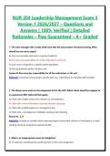 NUR 204 Leadership Management Exam 3 Version 1 2026&sol;2027 &ndash; Questions and Answers &vert; 100&percnt; Verified &vert; Detailed Rationales &ndash; Pass Guaranteed &ndash; A&plus; Graded&NewLine;