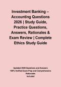 Investment Banking &ndash; Accounting Questions 2026 &vert; Study Guide&comma; Practice Questions&comma; Answers&comma; Rationales & Exam Review