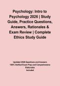 Psychology&colon; Intro to Psychology 2026 &vert; Study Guide&comma; Practice Questions&comma; Answers&comma; Rationales & Exam Review