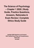 The Science of Psychology &ndash; Chapter 1 2026 &vert; Study Guide&comma; Practice Questions&comma; Answers&comma; Rationales & Exam Review