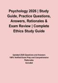 Psychology 2026 &vert; Study Guide&comma; Practice Questions&comma; Answers&comma; Rationales & Exam Review