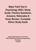 Major Field Test in Psychology 2026 &vert; Study Guide&comma; Practice Questions&comma; Answers&comma; Rationales & Exam Review
