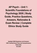 AP Psych &ndash; Unit 1&colon; Scientific Foundations of Psychology 2026 &vert; Study Guide&comma; Practice Questions&comma; Answers&comma; Rationales & Exam Review