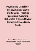 Psychology Chapter 3&colon; Biopsychology 2026 &vert; Study Guide&comma; Practice Questions&comma; Answers&comma; Rationales & Exam Review