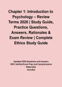 Chapter 1&colon; Introduction to Psychology &ndash; Review Terms 2026 &vert; Study Guide&comma; Practice Questions&comma; Answers&comma; Rationales & Exam Review