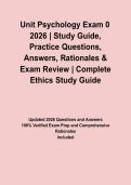 Unit Psychology Exam 0 2026 &vert; Study Guide&comma; Practice Questions&comma; Answers&comma; Rationales & Exam Review