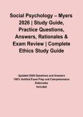 Social Psychology &ndash; Myers 2026 &vert; Study Guide&comma; Practice Questions&comma; Answers&comma; Rationales & Exam Review