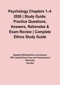 Psychology Chapters 1&ndash;4 2026 &vert; Study Guide&comma; Practice Questions&comma; Answers&comma; Rationales & Exam Review