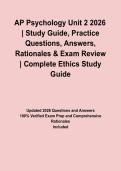 AP Psychology Unit 2 2026 &vert; Study Guide&comma; Practice Questions&comma; Answers&comma; Rationales & Exam Review