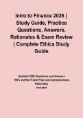 Intro to Finance 2026 &vert; Study Guide&comma; Practice Questions&comma; Answers&comma; Rationales & Exam Review