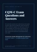CQM-C ACTUAL EXAM 2026&sol;2027 &vert; Certified Quality Manager&ndash;Construction &vert; Complete Updated Study Guide with Practice Questions & Answers &vert; Pass Guaranteed - A&plus; Graded&NewLine;&NewLine;