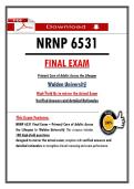 NRNP 6531 &NewLine;FINAL EXAM &NewLine;Primar&yuml; Care of Adults Across the Lifespan &NewLine;Walden Universit&yuml; &NewLine;High-&Yuml;ield Qs to mirror the Actual Exam &NewLine;Verified Answers and detailed Rationales 